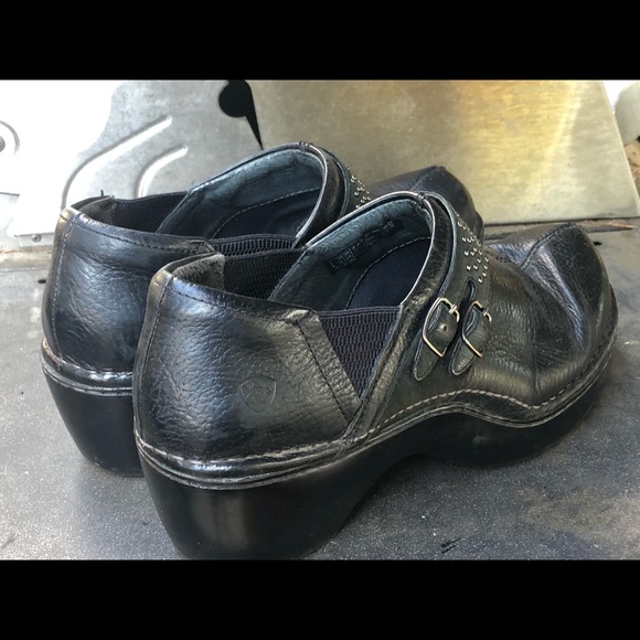 ariat Black Leather WedgeClogs Sandals Size 10D - Picture 8 of 10